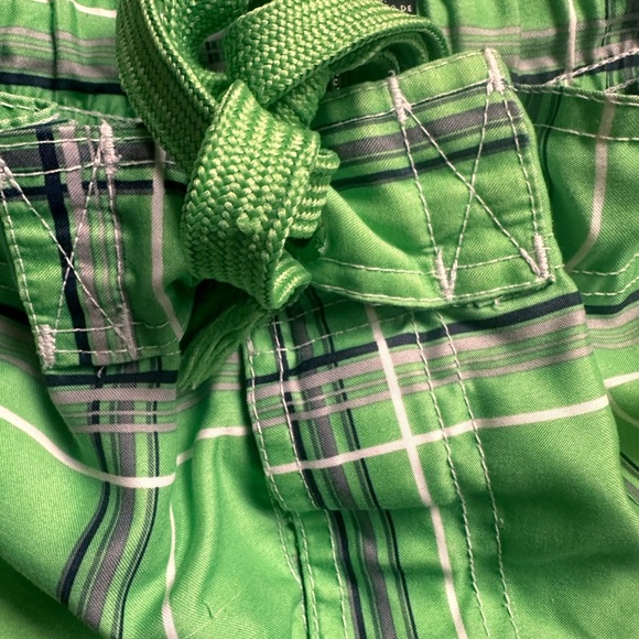 OP Men’s Swim Trunks Size Large Green Plaid Quick-Dry Board Shorts - Picture 3 of 5